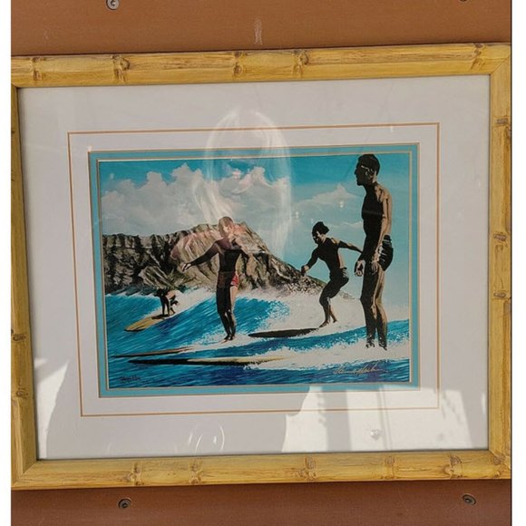 Framed Glenn Martin Art Print Hawaiian Legends SIGNED SURFER ART - Picture 3 of 7